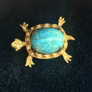 Gold Turtle Brooch Pin